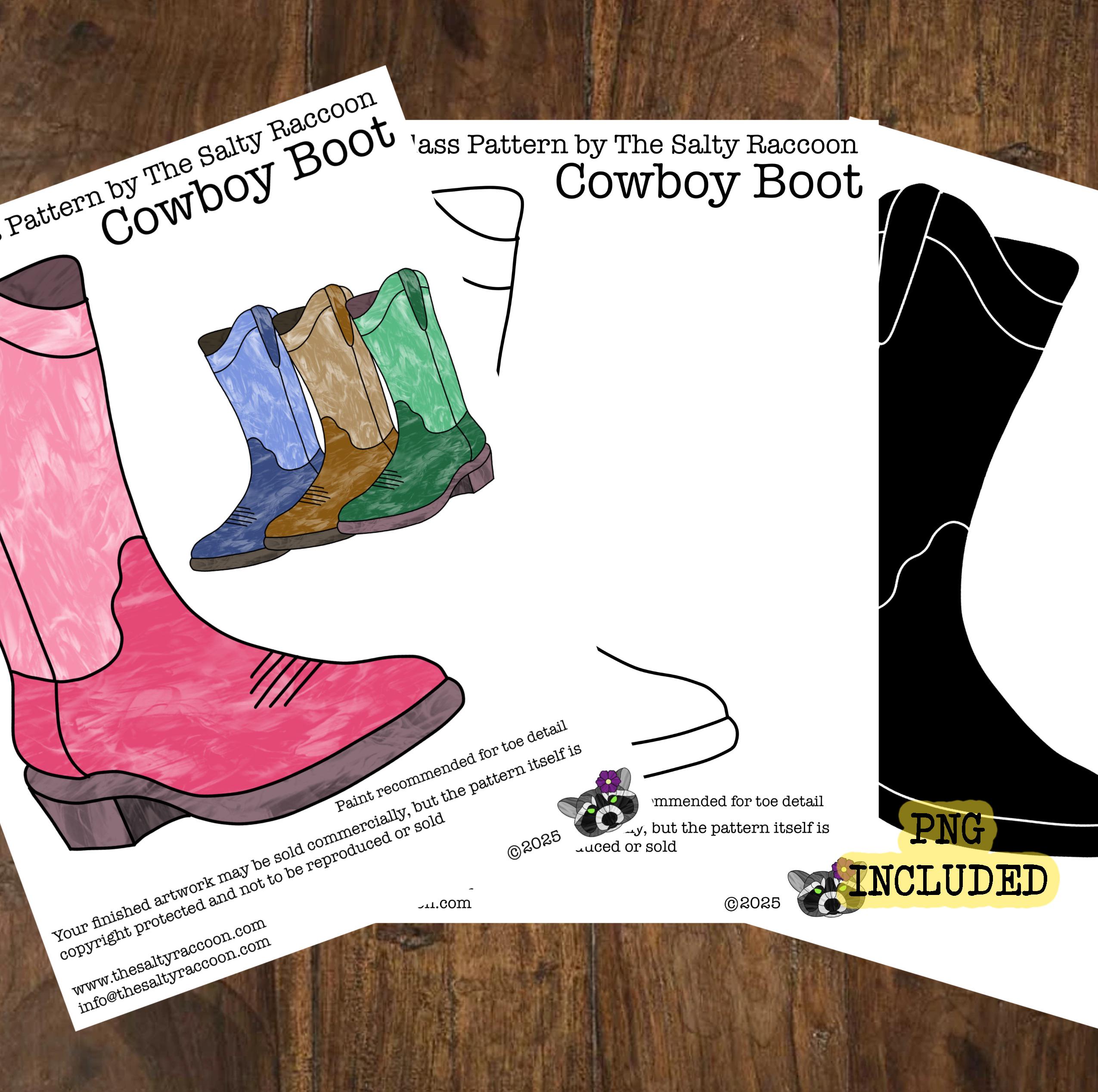 Cowboy Boot Digital Stained Glass Pattern - Includes Printable Pages ...
