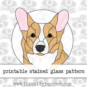 Corgis Hund Digitales Glasmalerei-Muster - enthält druckbare Seiten und Cricut PNG-Datei