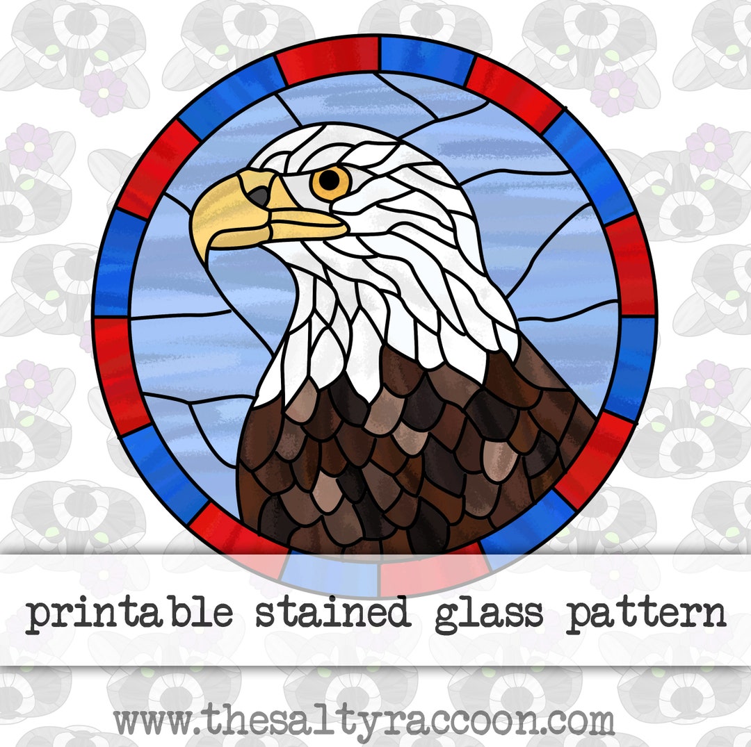 Bald Eagle Stained Glass Pattern Includes Printable Pages - Etsy