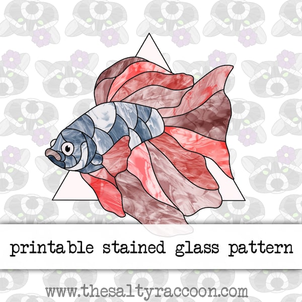 Betta Digital Stained Glass Pattern - Includes Printable Pages and Cricut PNG File