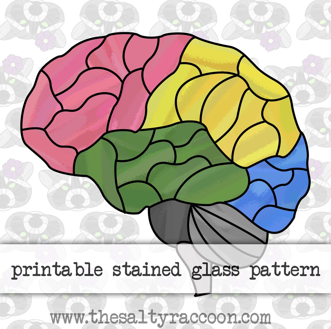 Brain Digital Stained Glass Pattern Includes Printable Pages and Cricut ...