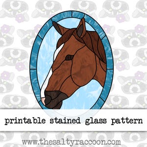 Patrón de vitral digital de caballo II: incluye páginas imprimibles y archivo PNG de Cricut