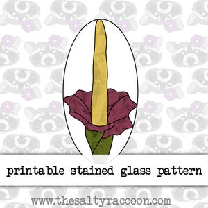 Blooming Corpse Flower Digital Stained Glass Pattern - Includes Printable Pages and Cricut PNG File