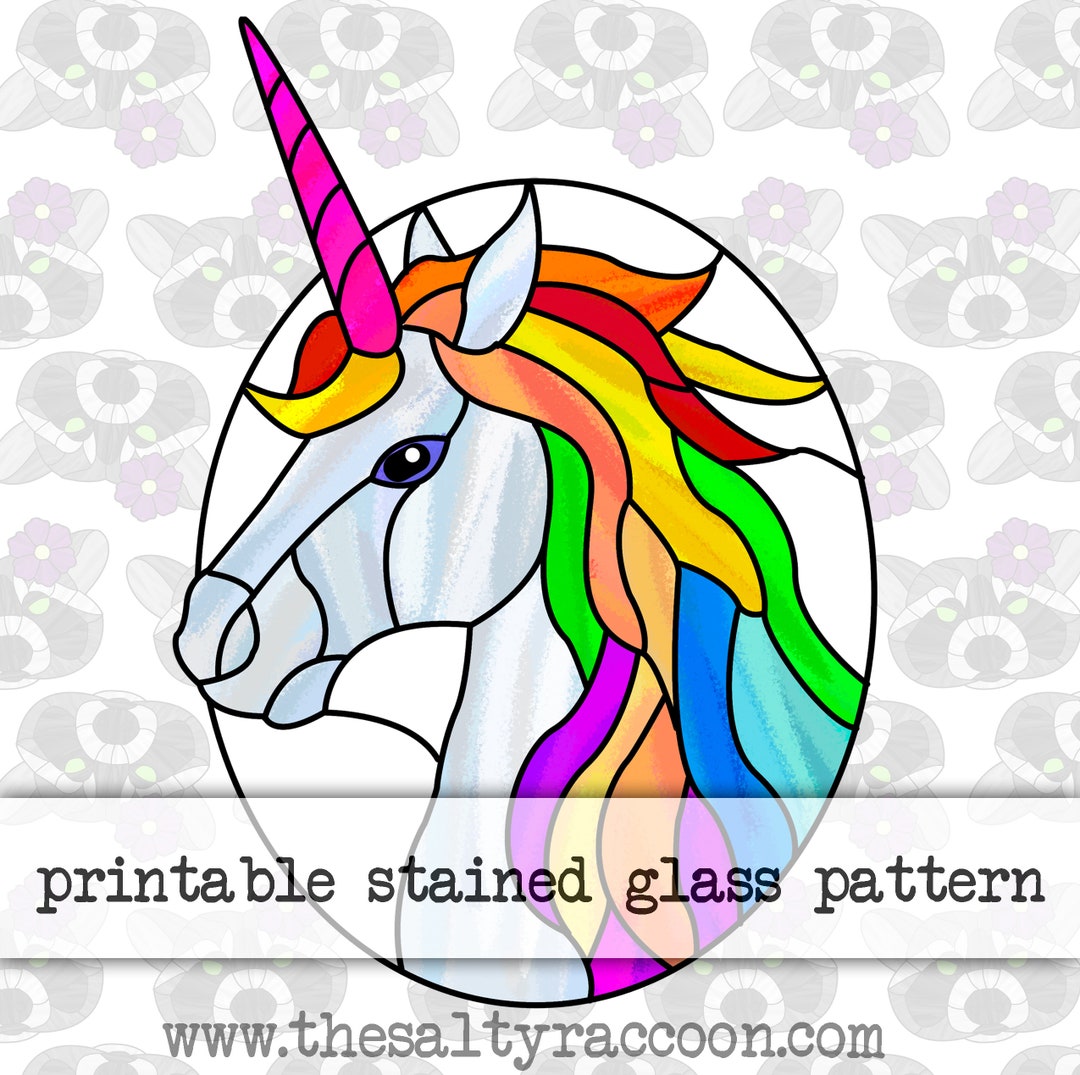 Unicorn Stained Glass Pattern Includes Printable Pages and Cricut PNG