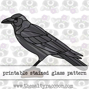 Crow Digital Stained Glass Pattern Includes Printable Pages and Cricut ...