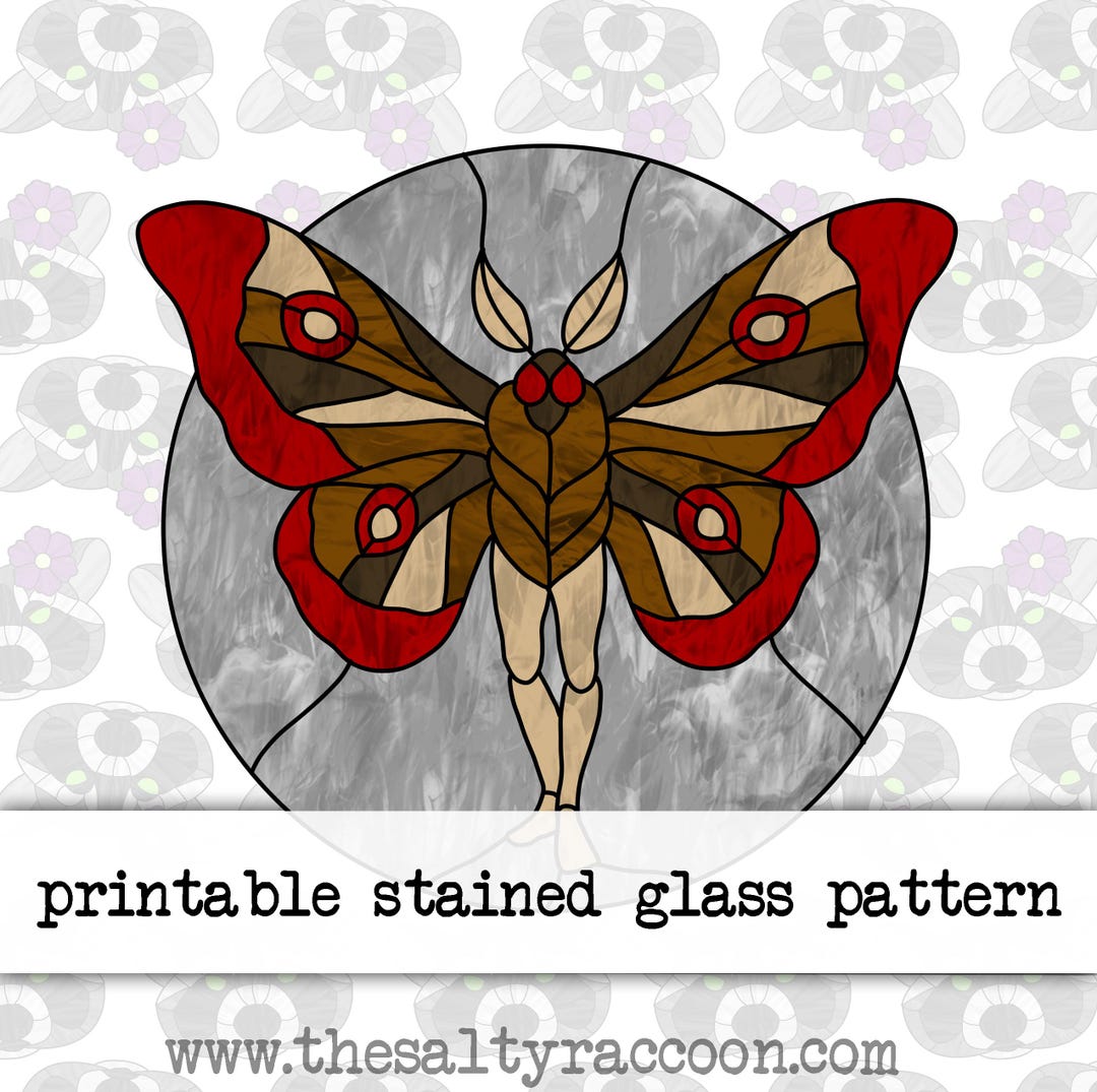 Printable Mothman Mothman Stained Glass Pattern - Includes Printable Pages and Cricut PNG ...