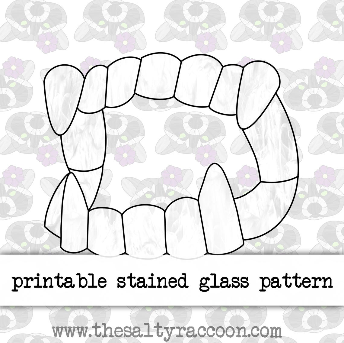 Plastic Vampire Teeth Digital Stained Glass Pattern - Includes ...