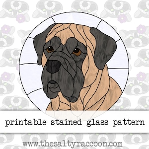 Mastiff Dog Stained Glass Pattern - Includes Printable Pages and Cricut PNG File