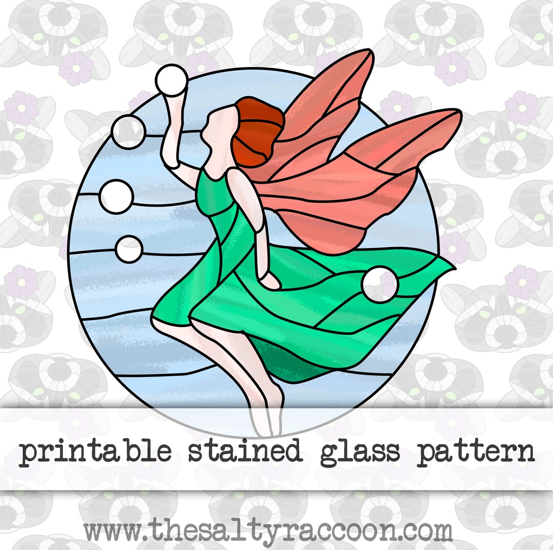 Fairy With Bubbles Stained Glass Pattern Includes Printable Pages and ...