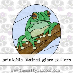 Modèle de vitrail numérique grenouille - comprend des pages imprimables et un fichier PNG Cricut
