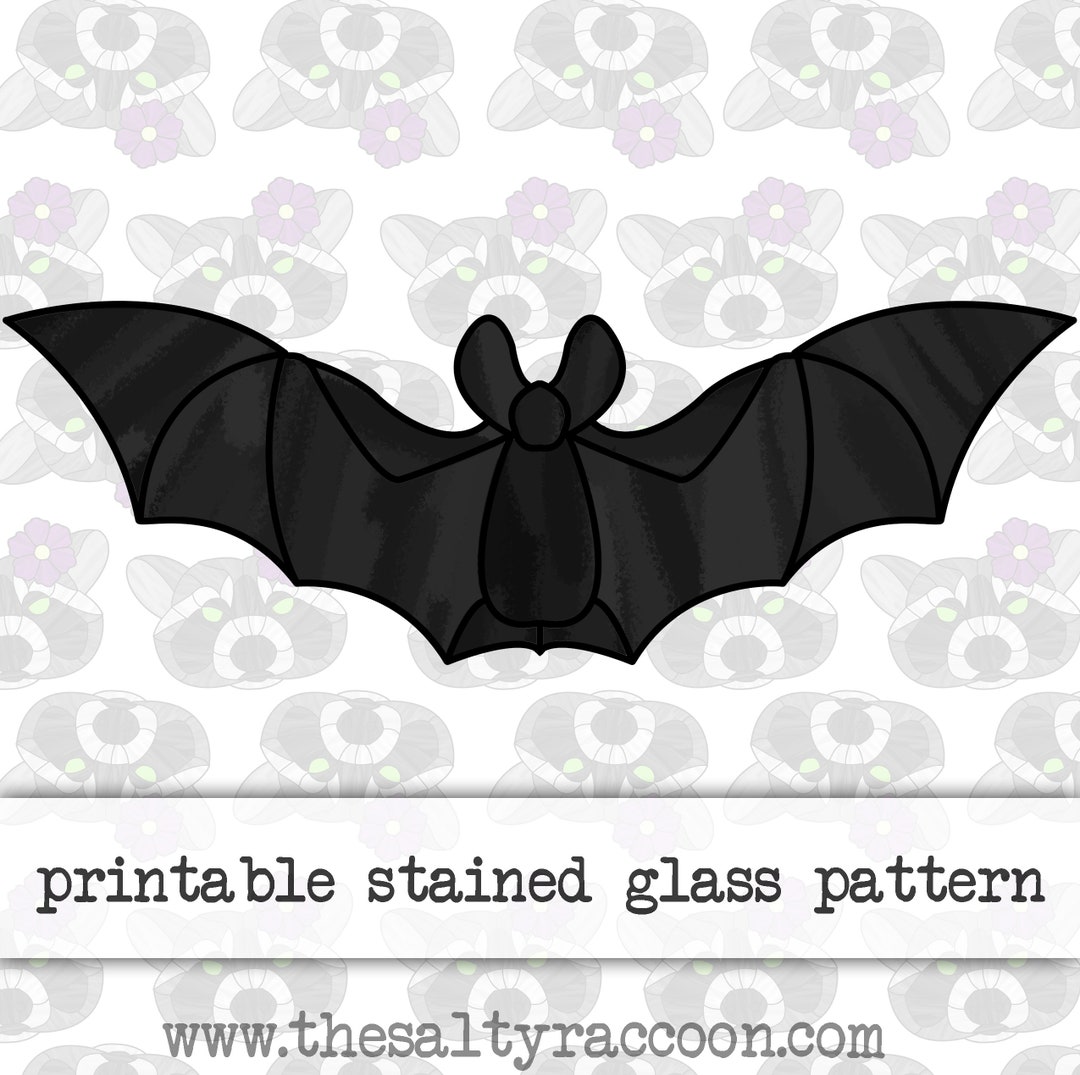 Flying Bat Digital Stained Glass Pattern Includes Printable Pages and ...