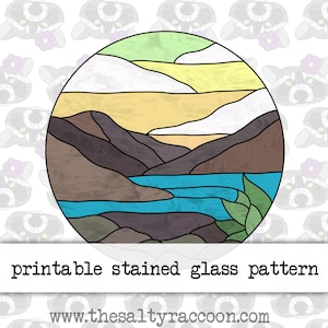 The Lake Digital Stained Glass Pattern - Includes Printable Pages and Cricut PNG File