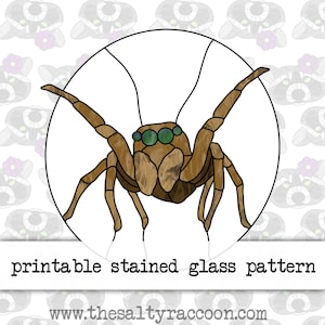 Jumping Spider Digital Stained Glass Pattern - Includes Printable Pages and Cricut Cut File