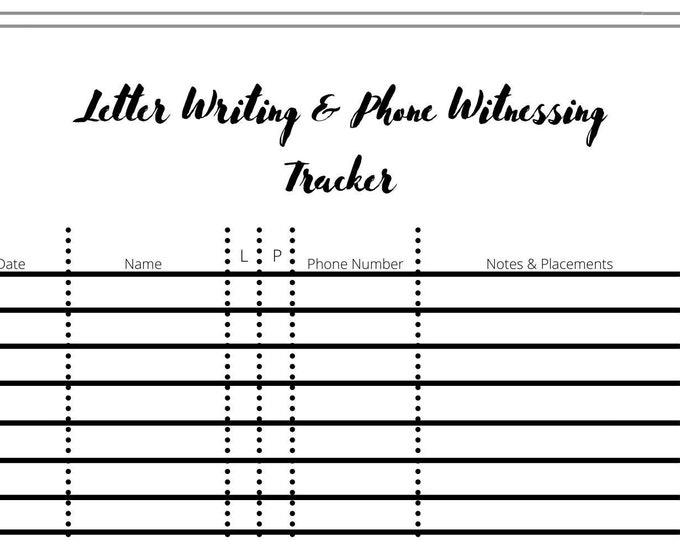 JW Printable Letter Writing Telephone Witnessing Record Book Instant