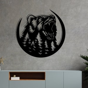 Metal Roar Bear Decor, Arte della parete, Halloween, Albero, Regalo per lui, Offerte del Black Friday, Idee regalo, Personalizzato, Home Living, Camera, Animali, Natur, Mandala