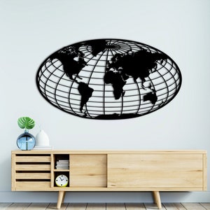 Weltkarte Globus,Metall Wanddekoration,Custom,Lover Art,Geschenkideen,Musikhaus,Kinder,Geburtstag,Wohnzimmer,Linie,Tier,Hirsch,Meer,Yoga,Erde,Familie