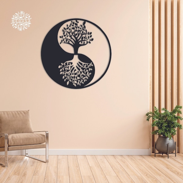 Metal Yin Yang Decor, Metal Wall Art,Tree of Life,Family Tree,Gift For Him,ideas,Personalized,Home Office,Living,Room,Animals,Natur,Yoga,Cat