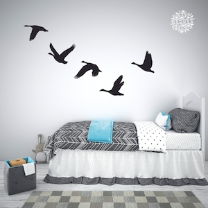 Metalen vogels familie kunst aan de muur, ganzen decor, thuis woonkamer, ophangingen, minimalistische kunst, gepersonaliseerd, binnen buiten, ornament, hal, dier, wereld, yoga