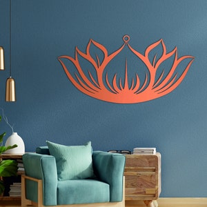 Décor de fleur de lotus en métal, Yoga, Art mural, Arbre de vie, Noir, Or, Argent, Idée cadeau, Personnalisé, Vie à la maison, Chambre à coucher, Animaux, Natur, Chambre à coucher, Yogi, Carte