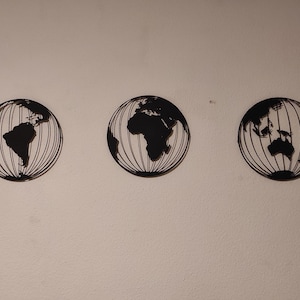 Metall Weltkarte Kunst Dekor, 3 Globen Wand, 3 Erden, Baum Leidenschaft, Geschenk für Ihn, Raum Singen, Personalisiert, Haus Leben, Lüx, Indoor Outdoor, Stammbaum