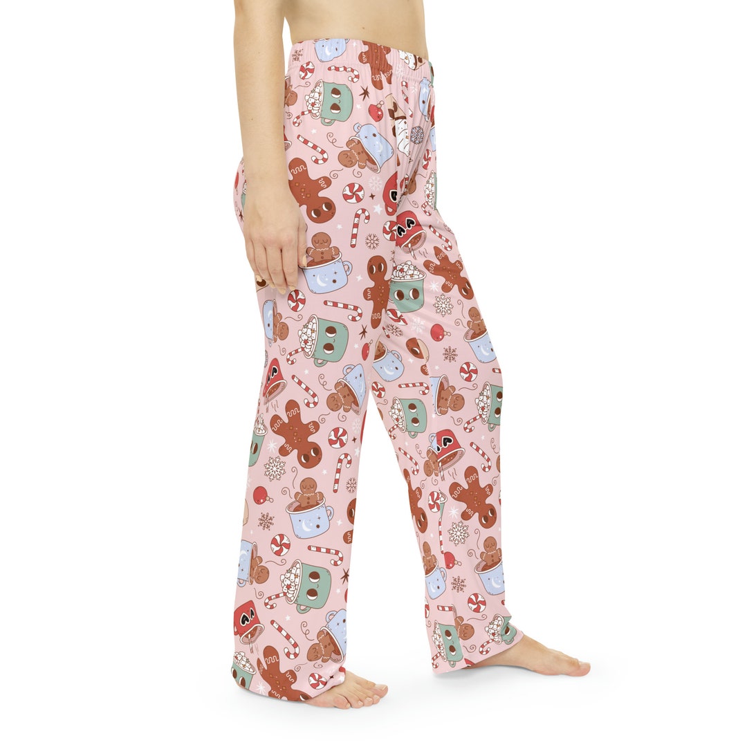 Retro Gingerbread Pajama Pants Hot Coco Christmas Pjs Etsy