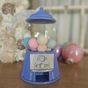 Minimáquina de chicles personalizada Periwinkle, adorno para árbol de Navidad con máquina de chicles, accesorios decorativos para minimáquina de chicles