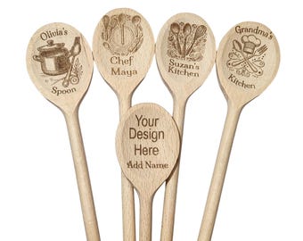 12‑Inch Personalized Wooden Spoon • Custom Engraved Beechwood Kitchen Gift
