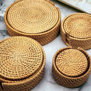 Set of 6 Woven Seagrass Coasters - Natural Elegance for Every Sip