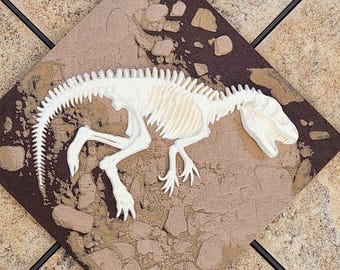 T-Rex Fossil 3D Printed Dinosaur Realistic Bone Skeleton, Paleontology Decor, Wall Art, Display