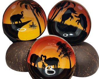 Elephant Coconut Bowls - Set of 2 Eco-Friendly Upcycled Bowls