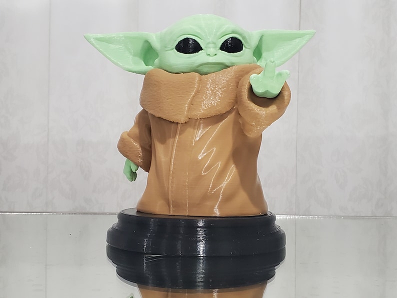 Baby Yoda Grogu 3D-geprint beeldje Star Wars Mandalorian-bureaudecor afbeelding 1