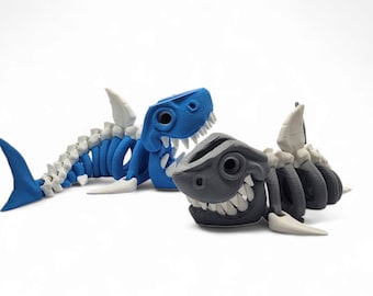 3D Printed Articulated Skeleton Shark: Fidget Desk Toy