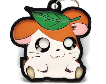 Kawaii Hamster Keychain Chibi Bag Charm, Hamtaro Gift, 3D Printed Accessory, Retro Nostalgic Keyring