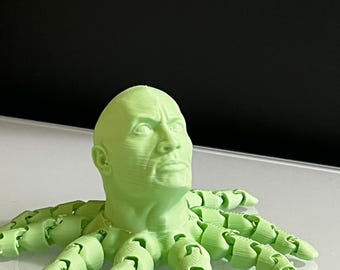 Rocktopus Fidget: 3D Printed Articulated Desk Toy Johnson Dwayne, Sensory Tool, Gag Gift multicolor