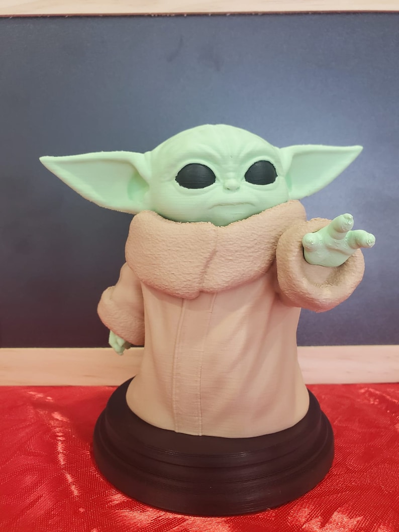 Baby Yoda Grogu 3D-geprint beeldje Star Wars Mandalorian-bureaudecor afbeelding 5