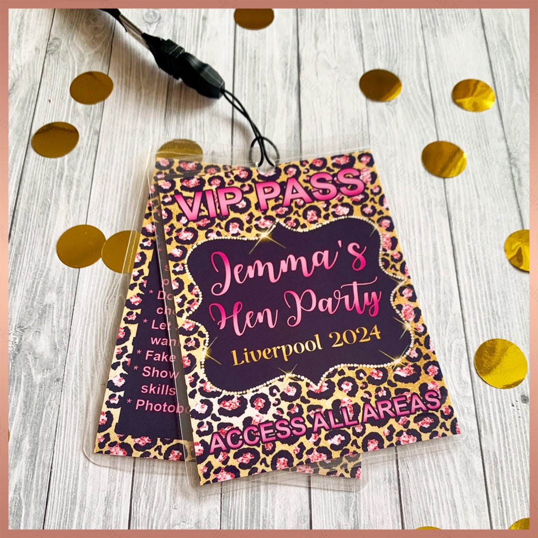 Personalised Lanyard Badge / Card, Hen Night, Birthday Party, VIP Pass ...