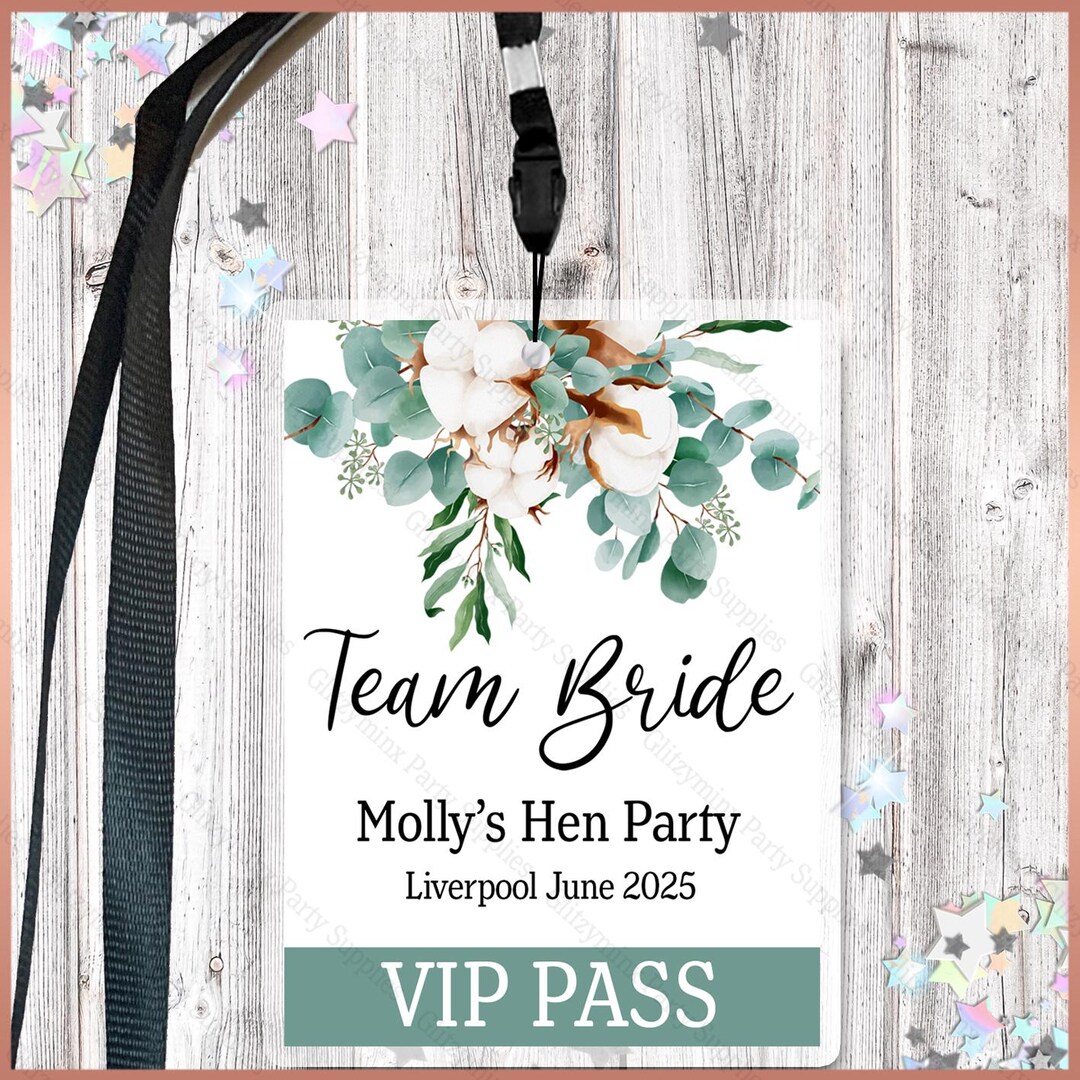 Personalised Lanyard + Badge / Card, Hen Night, Birthday Party, VIP ...