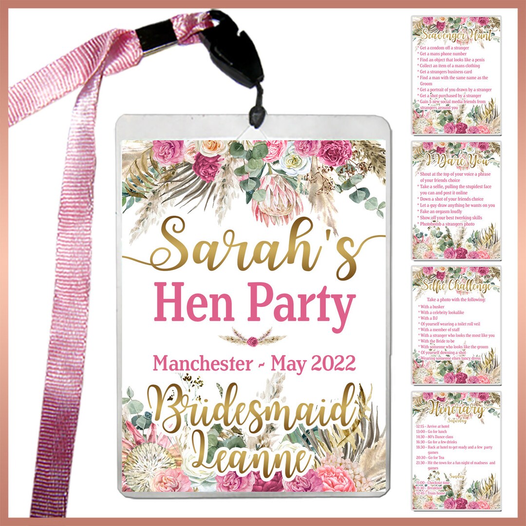 Personalised Lanyard Badge / Card, Hen Night, Birthday Party, VIP Pass ...