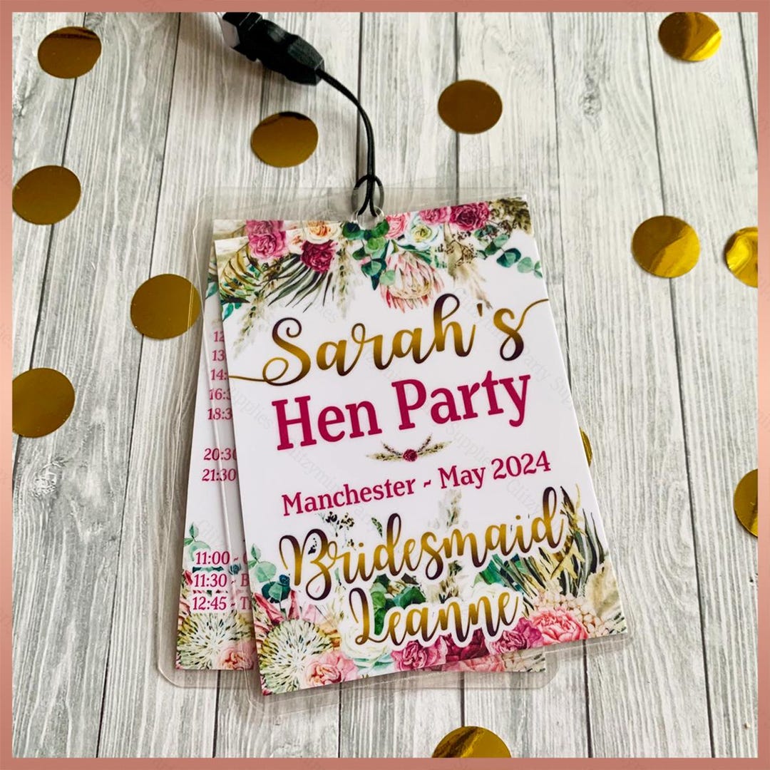 Personalised Lanyard Badge / Card, Hen Night, Birthday Party, VIP Pass ...