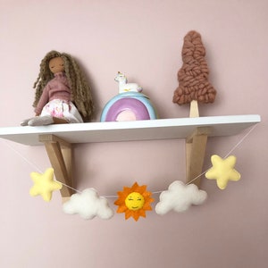 Felt Cloud Garland, Felt Star Cloud Garland, Felt Garland, Baby Room Decor, Felt Cloud Banner, Felt Sun Garland, Nursery Decor
