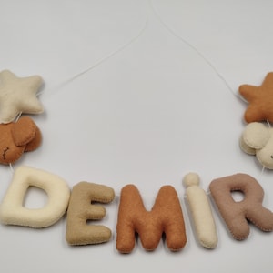 Felt Name Banner, Personalised Baby Gift, Felt Nursery Decor, Handmade Felt Decor, Felt Name Garland, Boho Name Garland, Felt Letters,