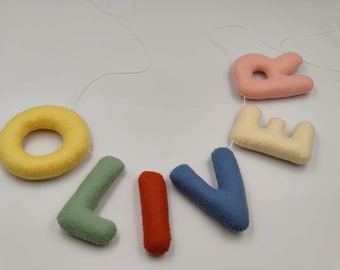 Felt Name Garland, Personalised Baby Gift, Felt Nursery Decor, Handmade Felt Decor, Felt Name Garland, Name Garland, Felt Letters, Letters