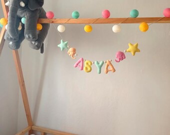 Felt Name Banner, Personalised Baby Gift, Felt Nursery Decor, Felt Decor, Felt Name Garland, Baby Name Sign, Felt Letters,Felt Alphabet