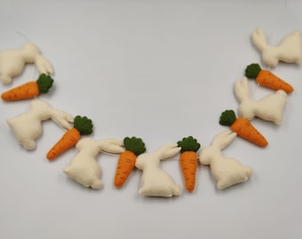 Felt Easter Bunny Garland, Felt Easter Garland, Felt Banner, Bunny Garland, Bunny Wall Hanging, Easter Decorations, Easter Felt Ornaments