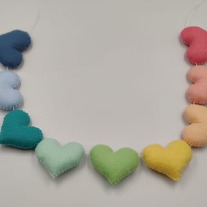 Felt Heart Garland, Felt Heart Banner, Baby Room Decorations, Felt Decor, Baby Shower Gift, Kids Room Decor, Nursery Decor, Natural Colour,