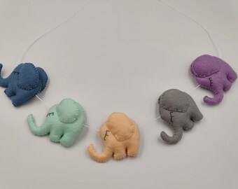 Felt Elephant Garland, Felt Elephant Banner, Felt Animal Garland, Baby Room Decorations, Felt Decor, Baby Shower Gift, Felt Animals