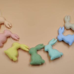 Felt Easter Bunny Garland, Felt Bunny Garland, Felt Banner, Bunny Garland, Bunny Wall Hanging, Easter Decorations, Easter Felt Ornament
