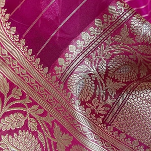 Handwoven Banarasi pure kora / organza silk saree with sona rupa zari kadhuan weave | Silk mark certified