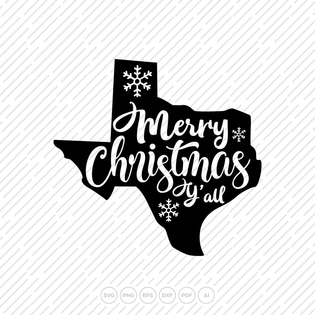 Merry Christmas Y'all, Texas Christmas SVG, Texas Svg, State Svg