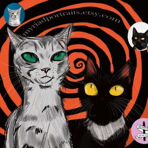 Custom Halloween Pet Portrait | Personalized Halloween Gift | Cartoon Pet Sketch |Non AI Portrait From Photo | Handmade Pet Art | Pet Lovers image 1